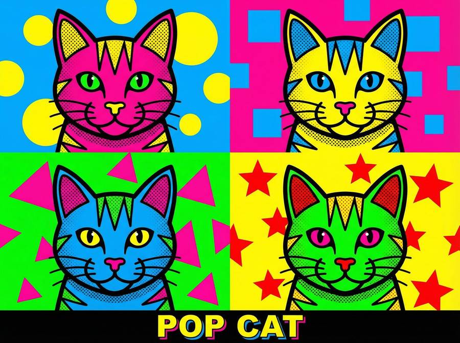银河娱乐 - 波普艺术猫咪四联画创作